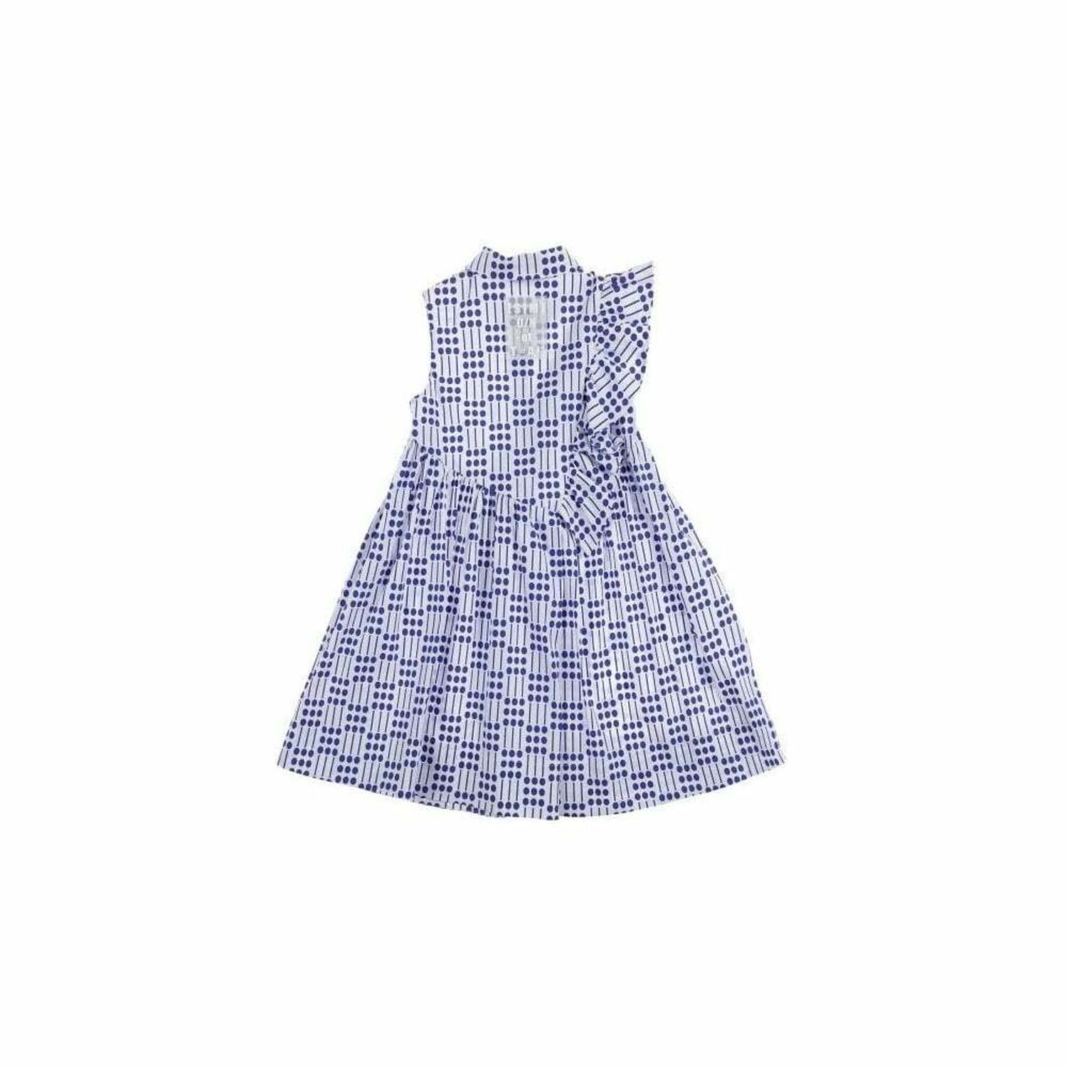 فستان باللون الابيض والازرق للبنات, 1, hi-res