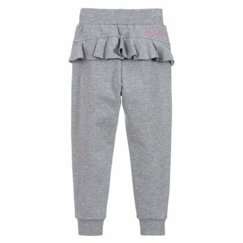 Girls Grey Ruffle Joggers