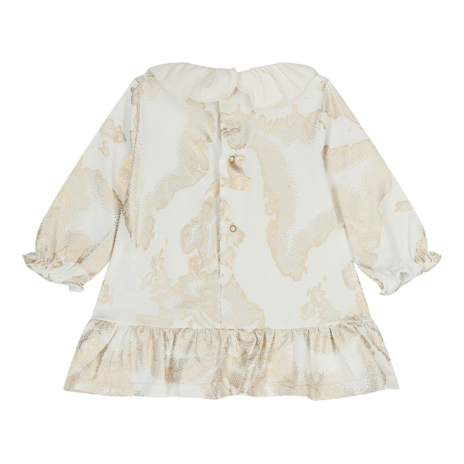 Baby Girls White & Gold Geo Map Dress Set, 1, hi-res