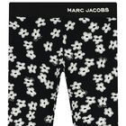 Girls Black Flower Logo Leggings, 1, hi-res