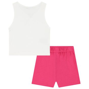 Girls White & Pink Skort Set