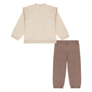 Younger Girls Beige Teddy Bear Knitted Tracksuit