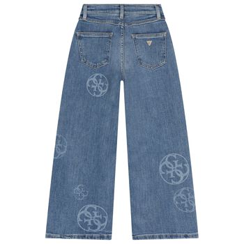 Girls Blue Logo Denim Jeans