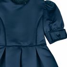 Girls Navy Blue Satin Dress, 2, hi-res