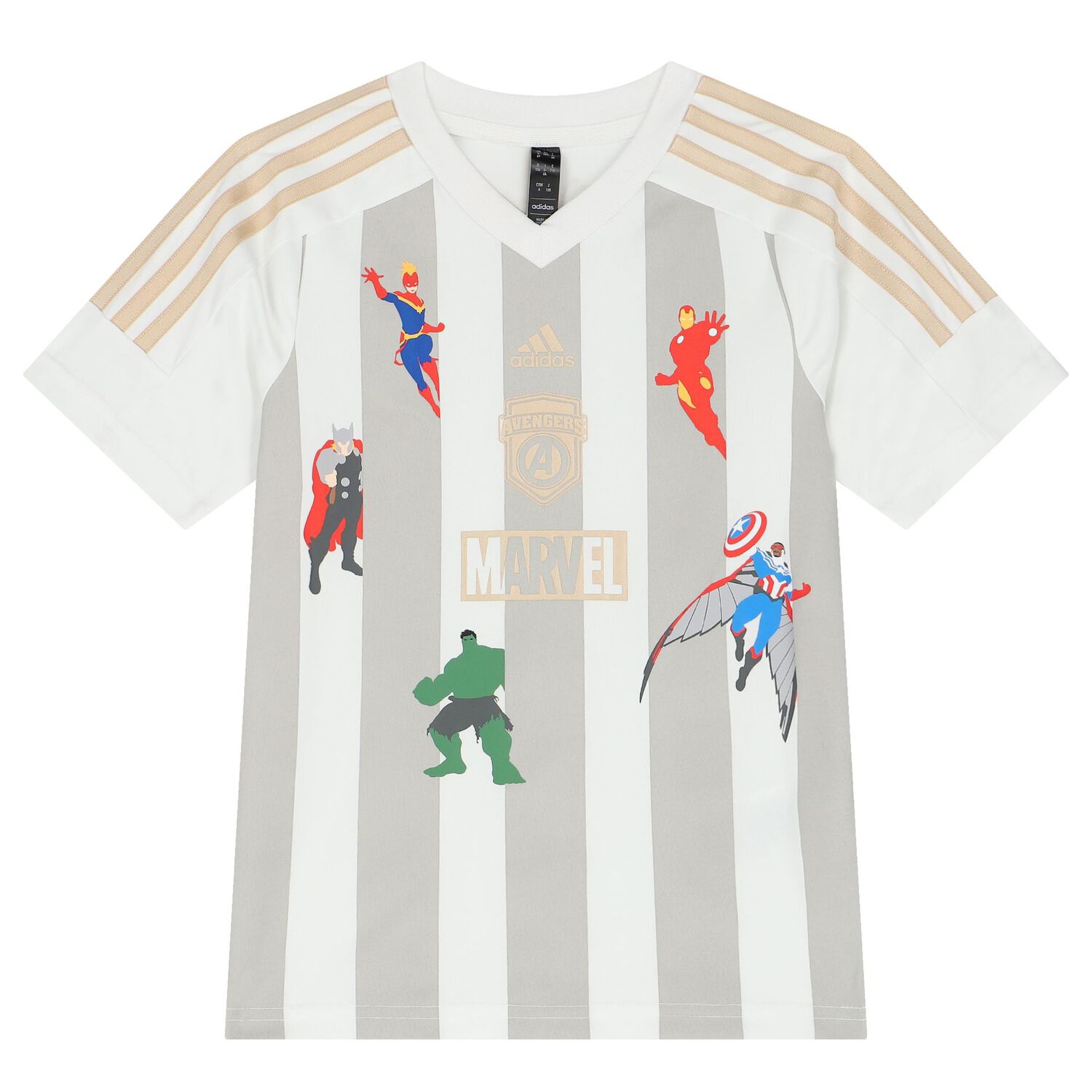 طقم شورت بشعار مارفل باللون الأبض والأسود, 1, hi-res