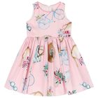 فستان عيد مشجر باللون الوردي للبنات, 1, hi-res