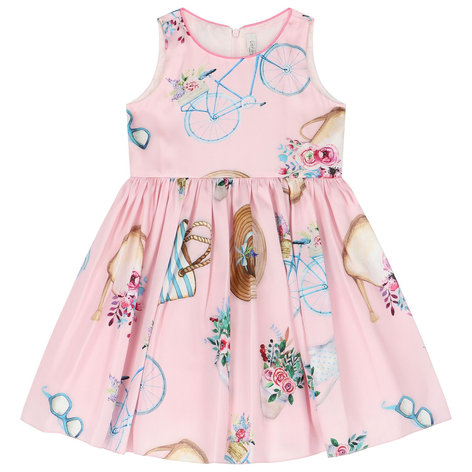 فستان عيد مشجر باللون الوردي للبنات, 1, hi-res