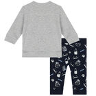 Baby Boys Grey & Navy Cap Tracksuit, 1, hi-res