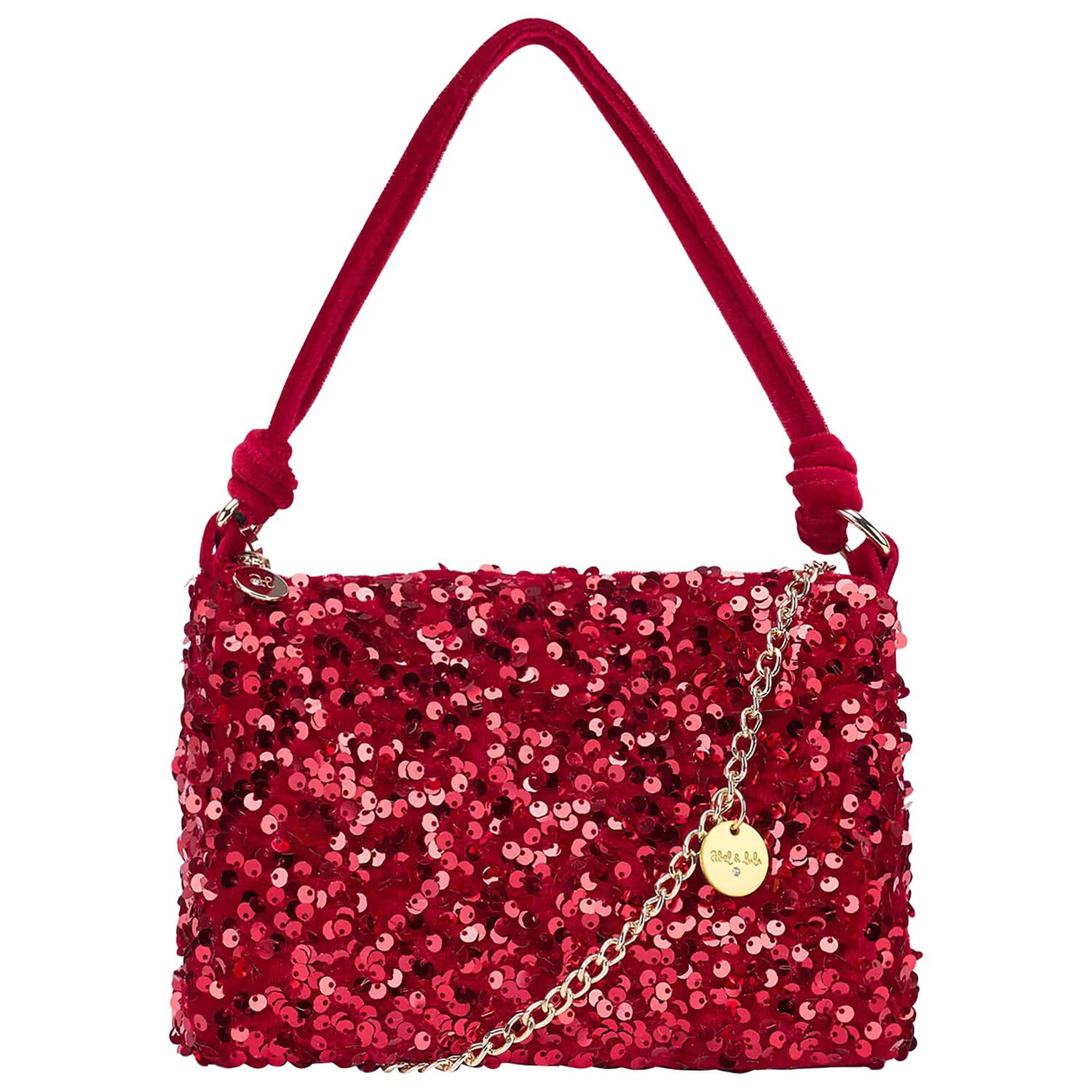 Girls Red Sequins Handbag, 1, hi-res