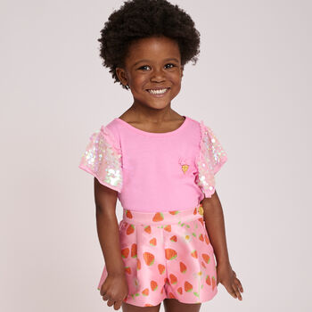 Girls Pink Sequin Top