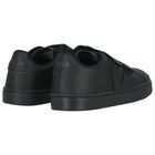 Boys Black Logo Leather Trainers, 1, hi-res