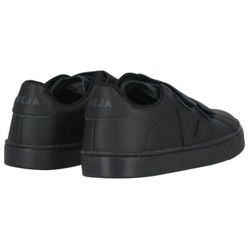 Boys Black Logo Leather Trainers