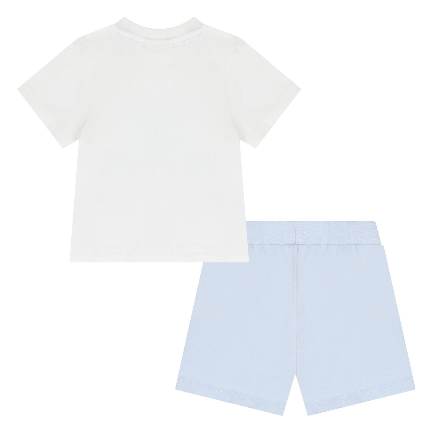 Baby Boys White & Blue Logo Shorts Set, 1, hi-res