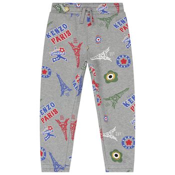 Boys Grey Logo Joggers