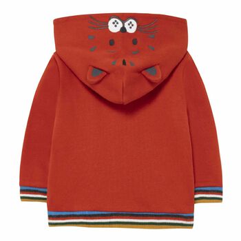 Younger Boys Orange Tiger Zip Up Top