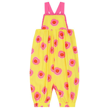 Younger Girls Yellow & Pink Flower Jumpsuit