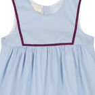 فستان بناتي مخطط باللونين الأزرق والأبيض بشعار, 1, hi-res