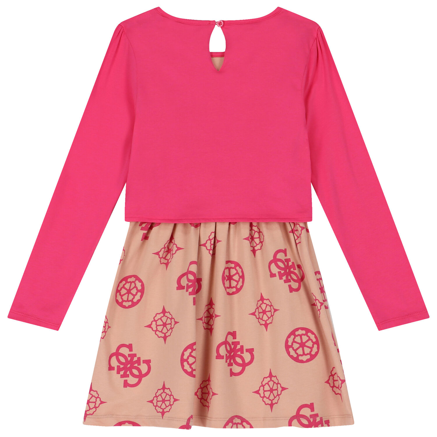 Girls Pink & Beige Logo Dress, 2, hi-res