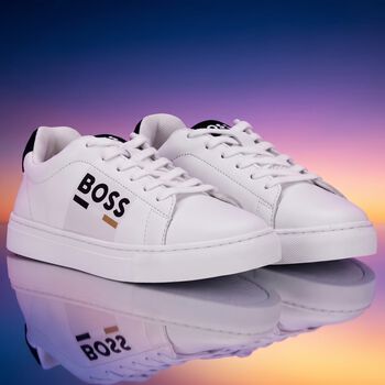 Boys White Logo Trainers