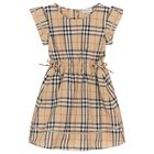 Girls Beige Check Dress, 1, hi-res
