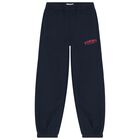 Girls Navy Blue Logo Joggers, 1, hi-res