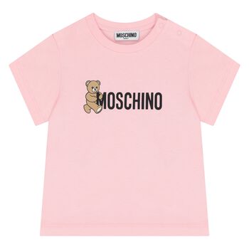 Younger Girls Pink Teddy Bear Logo T-Shirt