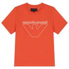 Boys Navy Blue, Ivory & Orange T-Shirts (3 Pack), 1, hi-res