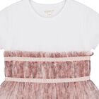 فستان تول بالشعار باللون الأبيض والبيج للبنات, 1, hi-res