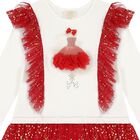 فستان بنات تول بكشكش باللون الوردي والأحمر, 2, hi-res