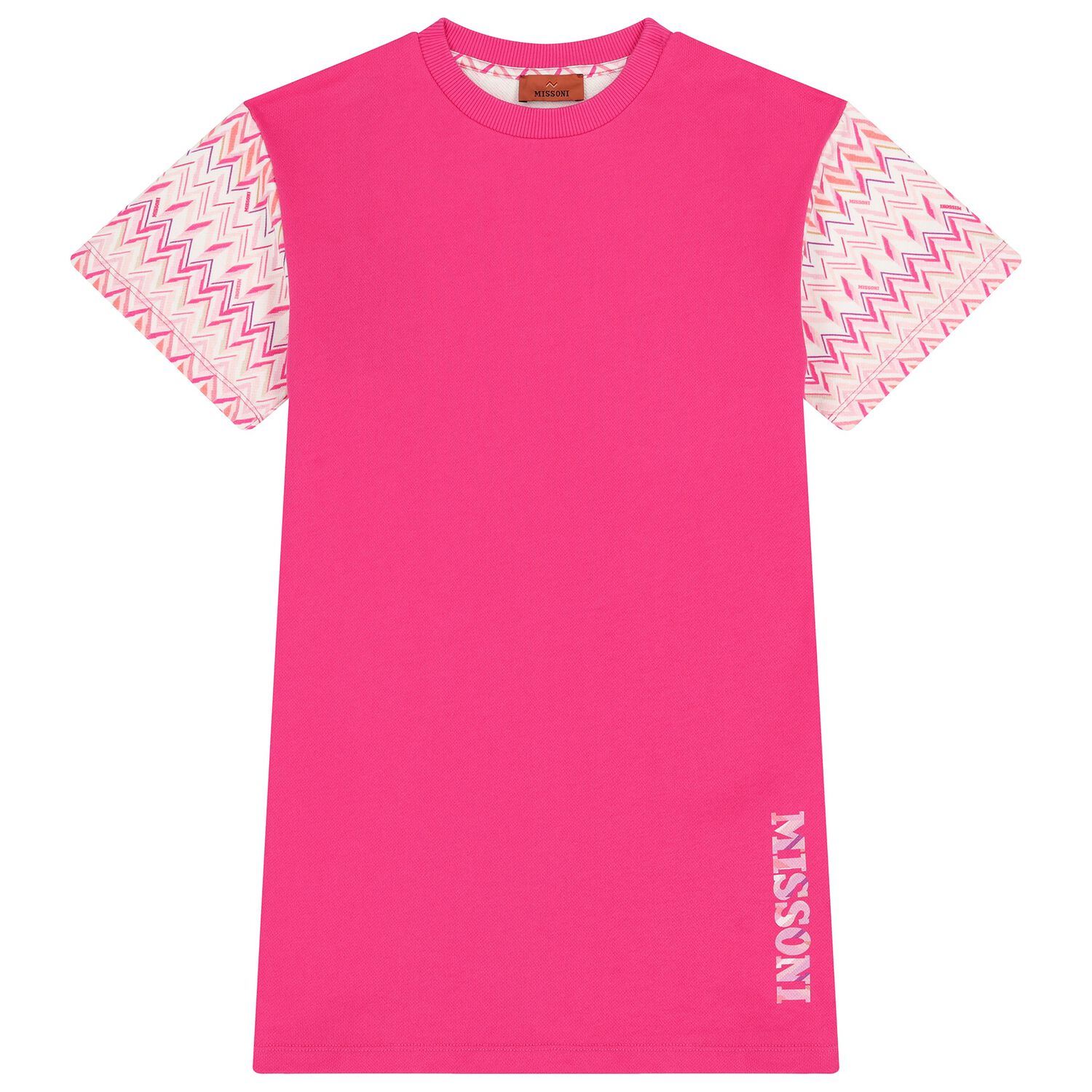 Girls Pink & White Zig Zag Dress, 1, hi-res