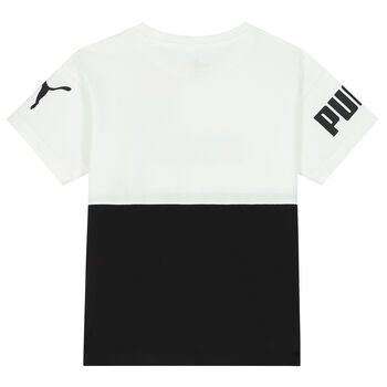 Boys White & Black Logo T-Shirt