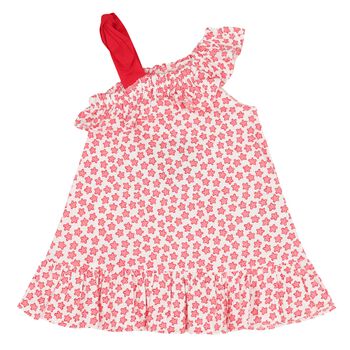 Younger Girls White & Red Star Dress