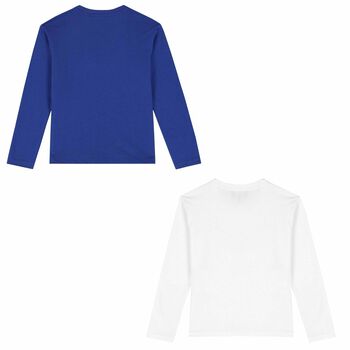 Girls Blue & White Logo T-Shirts ( 2-Pack )