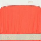 فستان بالشعار باللون البرتقالى والابيض للبنات, 1, hi-res