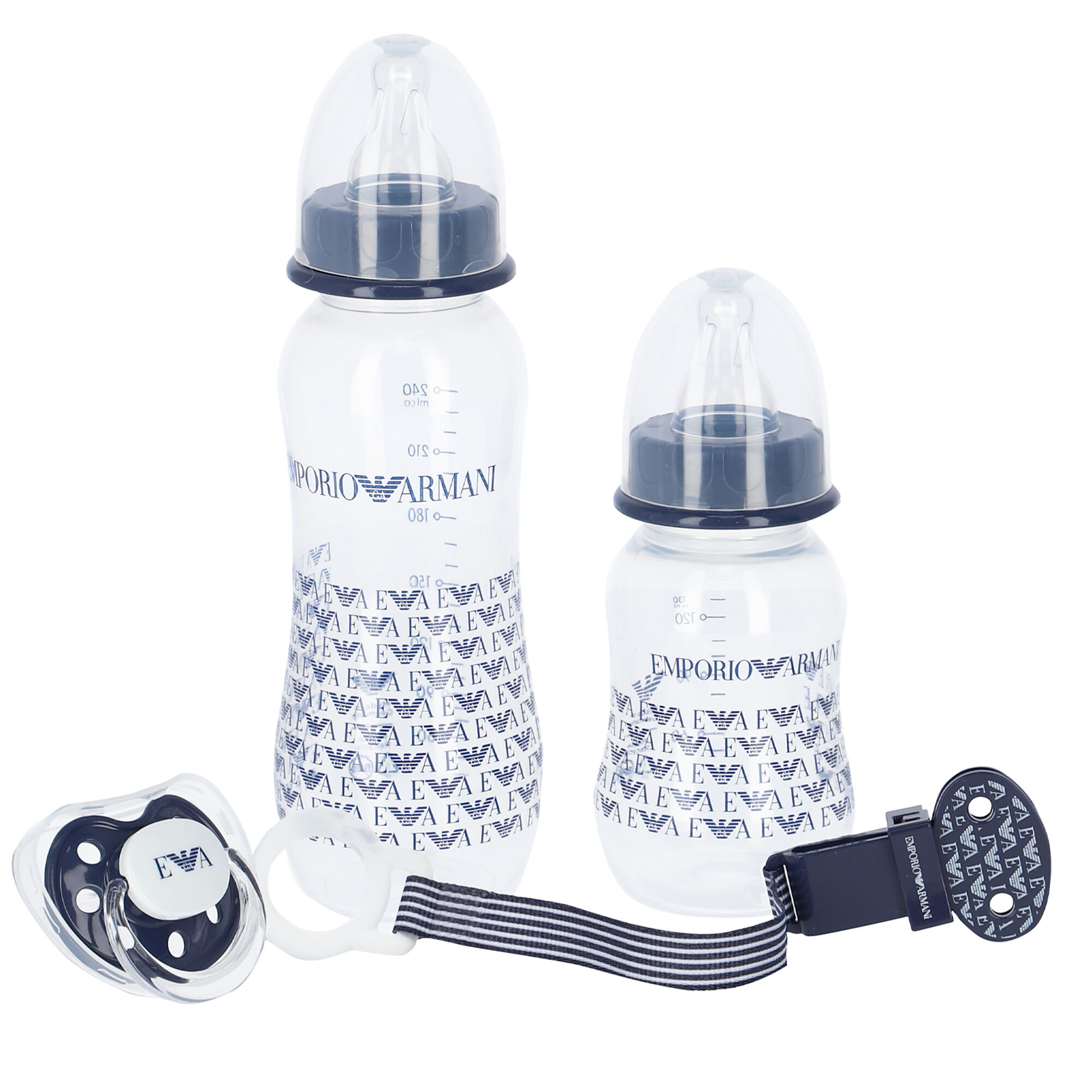 Emporio Armani Baby Boys Navy Bottle Dummy Gift Set Junior Couture QA