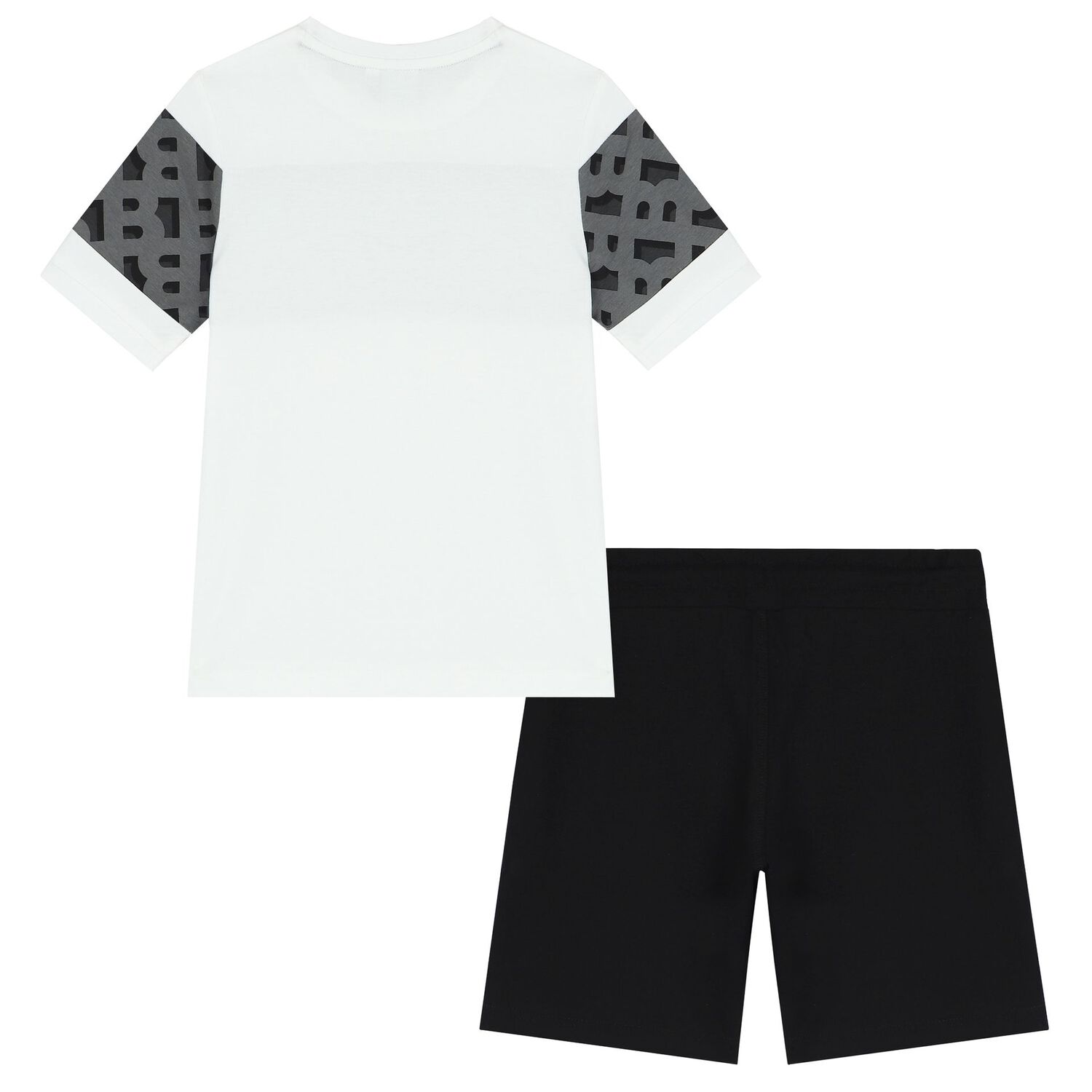 Boys White & Black Logo Shorts Set, 1, hi-res image number null