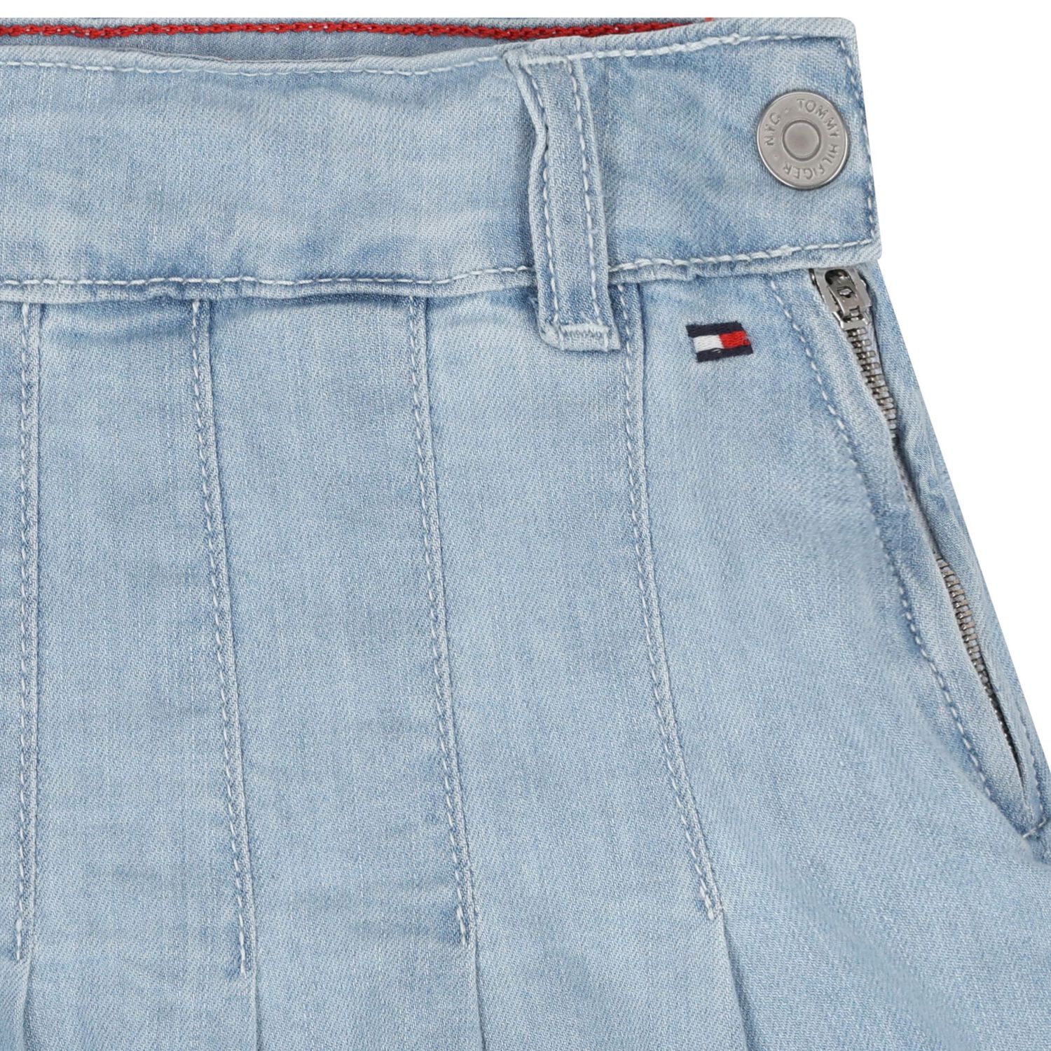 Girls Denim Blue Pleated Skirt, 1, hi-res image number null