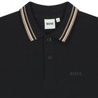 Boys Black Logo Polo Shirt, 2, hi-res