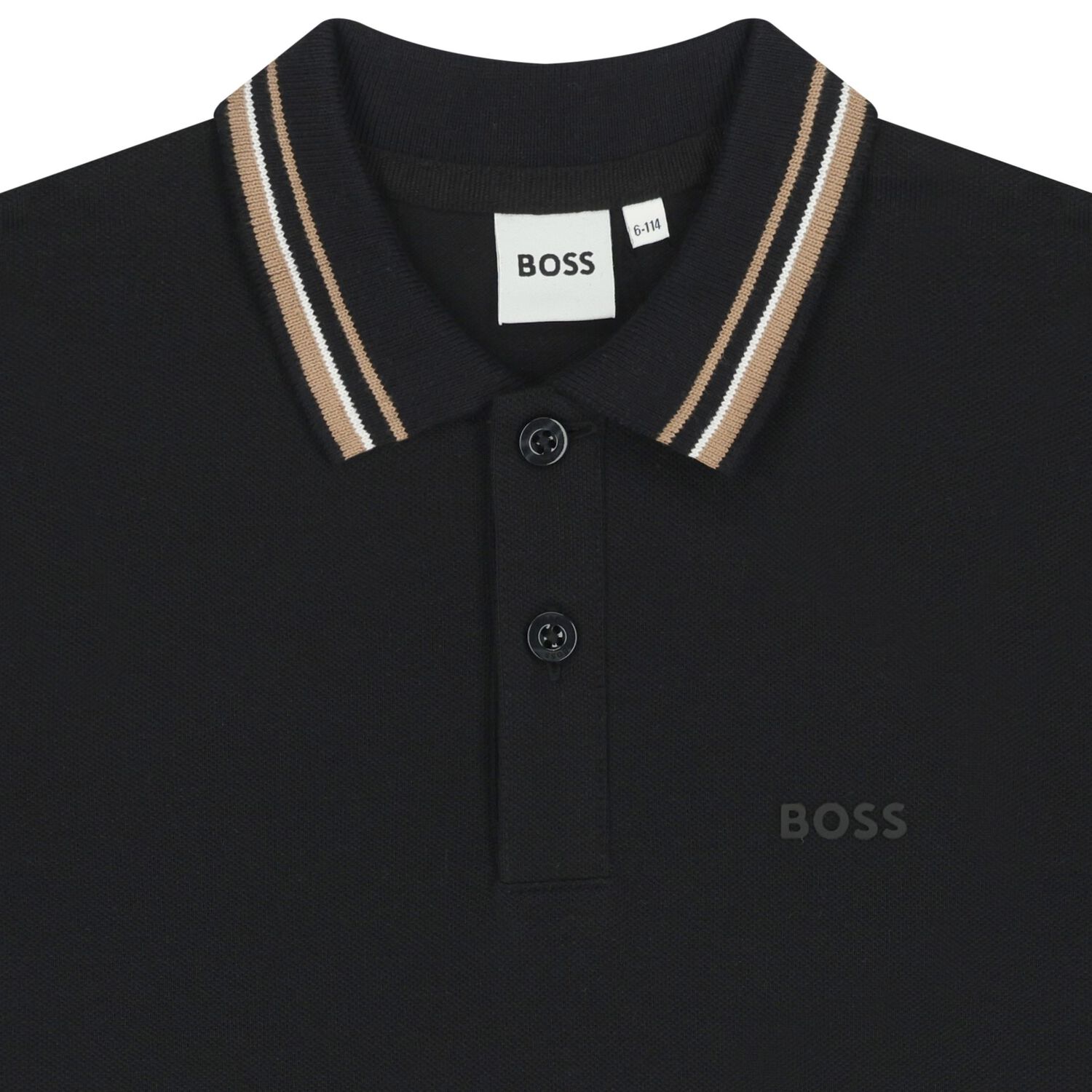 Boys Black Logo Polo Shirt, 2, hi-res