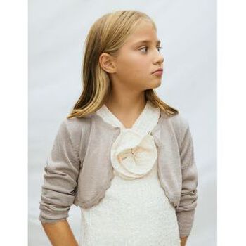 Girls Beige Bolero Knit Cardigan