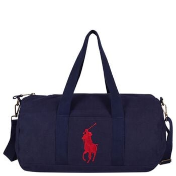 Boys Navy Blue Canvas Pony Logo Sports Bag ( 49cm ) 
