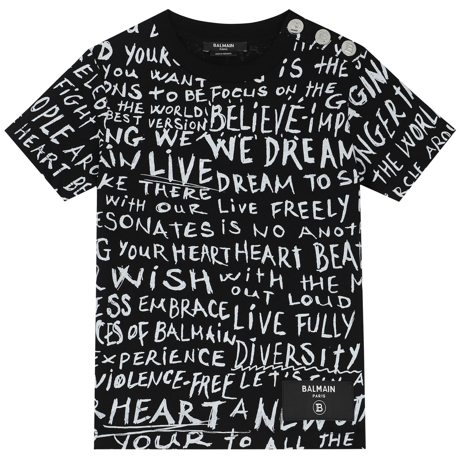 تيشيرت بالشعار باللون الاسود والابيض, 2, hi-res