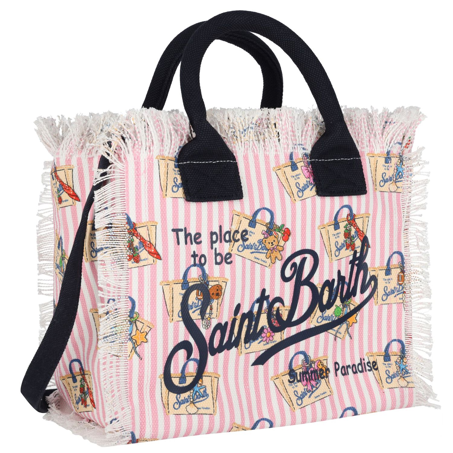 Girls White & Pink Logo Tote Bag, 1, hi-res