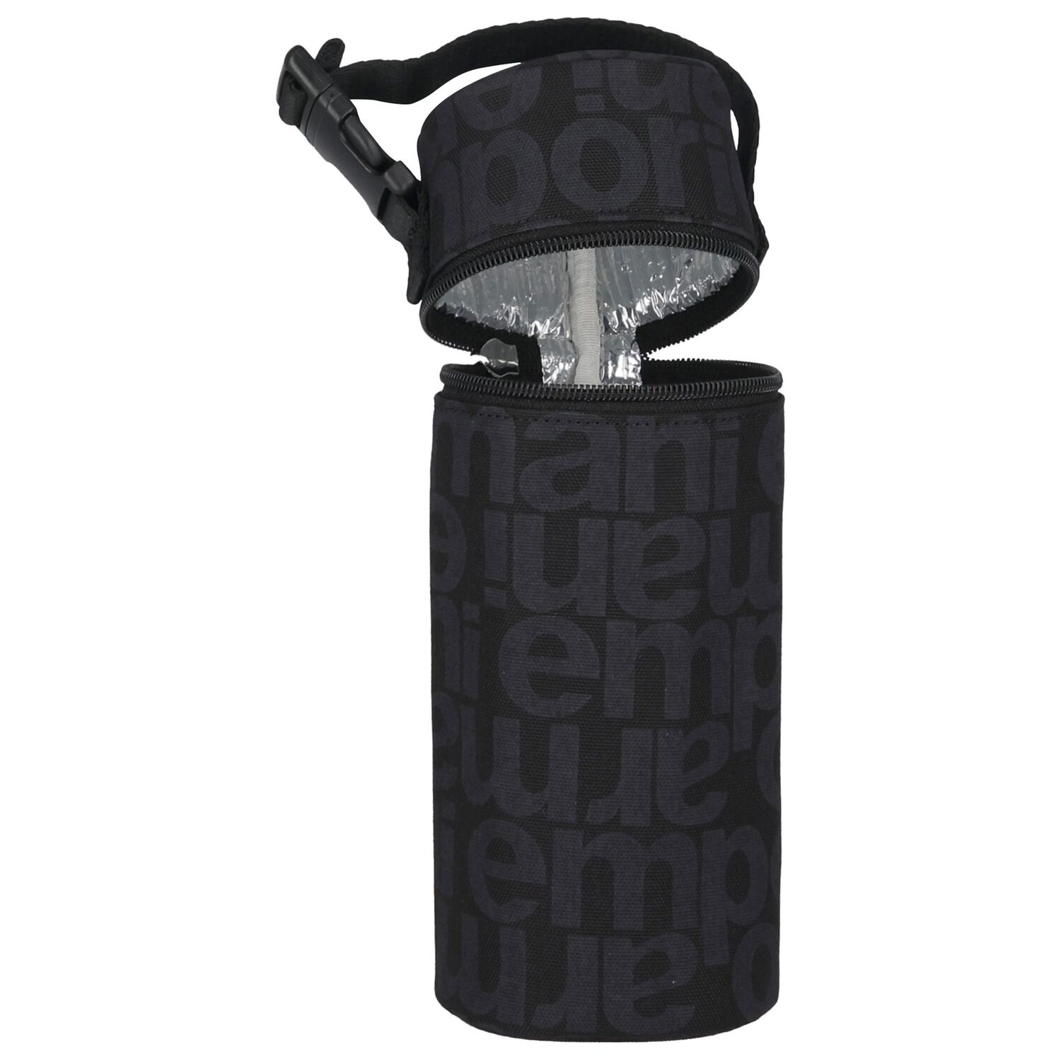 حقيبة تغيير حفاضات بالشعار باللون الأسود للأطفال, 1, hi-res