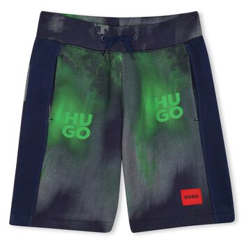 Boys Navy & Green Logo Shorts