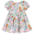 فستان بنات بالشعار متعدد الألوان, 1, hi-res