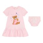 Baby Girls Pink Teddy Bear Dress Set, 1, hi-res