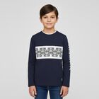 Boys Navy Blue Logo Long Sleeve Top, 1, hi-res