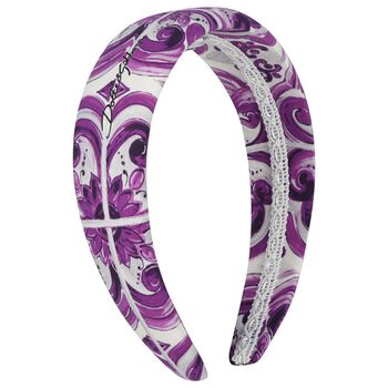 Girls White & Purple Majolica Headband