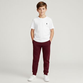 Boys Burgundy Logo Joggers
